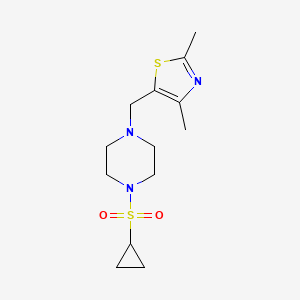 molecular formula C13H21N3O2S2 B2489861 1-(Cyclopropanesulfonyl)-4-[(2,4-dimethyl-1,3-thiazol-5-yl)methyl]piperazine CAS No. 2415533-33-2