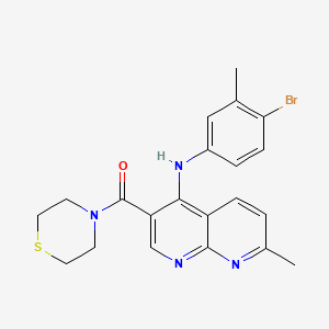 molecular formula C21H21BrN4OS B2489878 N-(4-bromo-3-methylphenyl)-7-methyl-3-(thiomorpholine-4-carbonyl)-1,8-naphthyridin-4-amine CAS No. 1251676-42-2