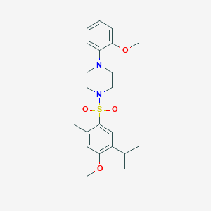 molecular formula C23H32N2O4S B2489881 1-[4-Ethoxy-2-methyl-5-(propan-2-yl)benzenesulfonyl]-4-(2-methoxyphenyl)piperazine CAS No. 873680-89-8