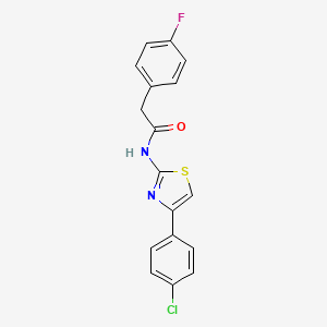 molecular formula C17H12ClFN2OS B2489894 N-[4-(4-chlorophenyl)-1,3-thiazol-2-yl]-2-(4-fluorophenyl)acetamide CAS No. 802931-65-3