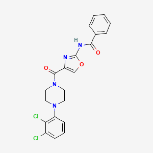 molecular formula C21H18Cl2N4O3 B2489899 N-(4-(4-(2,3-dichlorophenyl)piperazine-1-carbonyl)oxazol-2-yl)benzamide CAS No. 1286732-25-9