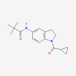 molecular formula C17H22N2O2 B2489905 N-(1-(cyclopropanecarbonyl)indolin-5-yl)pivalamide CAS No. 1049562-38-0