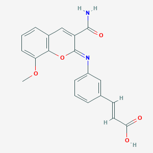 molecular formula C20H16N2O5 B2489917 (2E)-3-(3-{[(2Z)-3-carbamoyl-8-methoxy-2H-chromen-2-ylidene]amino}phenyl)prop-2-enoic acid CAS No. 330157-63-6