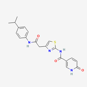 molecular formula C20H20N4O3S B2489923 N-(4-(2-((4-isopropylphenyl)amino)-2-oxoethyl)thiazol-2-yl)-6-oxo-1,6-dihydropyridine-3-carboxamide CAS No. 946233-69-8