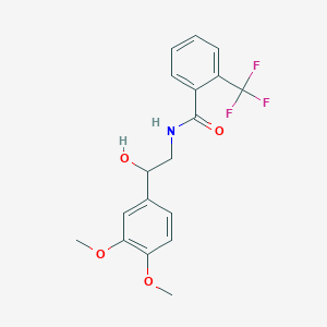 molecular formula C18H18F3NO4 B2489960 N-[2-(3,4-dimethoxyphenyl)-2-hydroxyethyl]-2-(trifluoromethyl)benzamide CAS No. 1797616-15-9