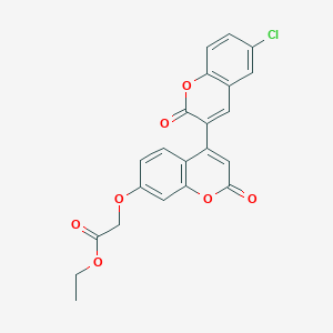molecular formula C22H15ClO7 B2489967 ethyl 2-({6-chloro-2,2'-dioxo-2H,2'H-[3,4'-bichromene]-7'-yl}oxy)acetate CAS No. 869079-42-5