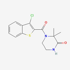 molecular formula C15H15ClN2O2S B2490033 4-(3-chloro-1-benzothiophene-2-carbonyl)-3,3-dimethylpiperazin-2-one CAS No. 941994-62-3