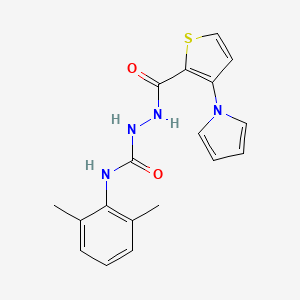 molecular formula C18H18N4O2S B2490046 N-(2,6-dimethylphenyl)-2-{[3-(1H-pyrrol-1-yl)-2-thienyl]carbonyl}-1-hydrazinecarboxamide CAS No. 478062-89-4
