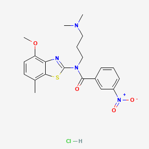 molecular formula C21H25ClN4O4S B2490059 N-(3-(dimethylamino)propyl)-N-(4-methoxy-7-methylbenzo[d]thiazol-2-yl)-3-nitrobenzamide hydrochloride CAS No. 1216497-72-1