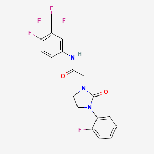 molecular formula C18H14F5N3O2 B2490088 N-(4-fluoro-3-(trifluoromethyl)phenyl)-2-(3-(2-fluorophenyl)-2-oxoimidazolidin-1-yl)acetamide CAS No. 1286703-90-9