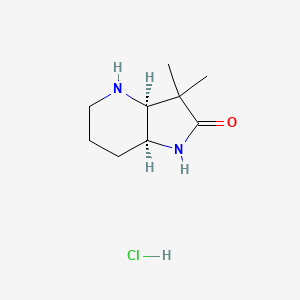 molecular formula C9H17ClN2O B2490132 (3As,7aS)-3,3-dimethyl-3a,4,5,6,7,7a-hexahydro-1H-pyrrolo[3,2-b]pyridin-2-one;hydrochloride CAS No. 2470279-71-9
