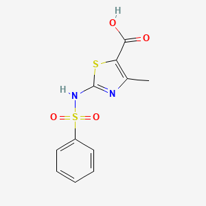 molecular formula C11H10N2O4S2 B2490145 4-Methyl-2-[(phenylsulfonyl)amino]-1,3-thiazole-5-carboxylic acid CAS No. 860181-82-4