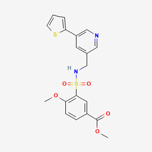 molecular formula C19H18N2O5S2 B2490208 methyl 4-methoxy-3-({[5-(thiophen-2-yl)pyridin-3-yl]methyl}sulfamoyl)benzoate CAS No. 2034253-44-4
