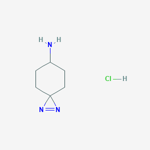 molecular formula C6H12ClN3 B2490216 1,2-Diazaspiro[2.5]oct-1-en-6-amine hydrochloride CAS No. 2219380-35-3