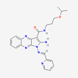 (E)-2-amino-N-(3-isopropoxypropyl)-1-((pyridin-2-ylmethylene)amino)-1H-pyrrolo[2,3-b]quinoxaline-3-carboxamide