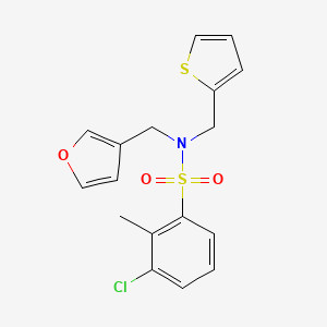 3-chloro-N-(furan-3-ylmethyl)-2-methyl-N-(thiophen-2-ylmethyl)benzenesulfonamide