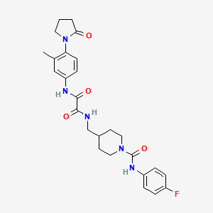 N1-((1-((4-fluorophenyl)carbamoyl)piperidin-4-yl)methyl)-N2-(3-methyl-4-(2-oxopyrrolidin-1-yl)phenyl)oxalamide