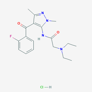 molecular formula C18H24ClFN4O2 B024903 2-Diethylamino-N-[4-(2-Fluorobenzoyl)-2,5-Dimethylpyrazol-3-Yl]Acetamide Hydrochloride CAS No. 103068-82-2