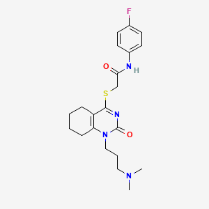 2-((1-(3-(dimethylamino)propyl)-2-oxo-1,2,5,6,7,8-hexahydroquinazolin-4-yl)thio)-N-(4-fluorophenyl)acetamide