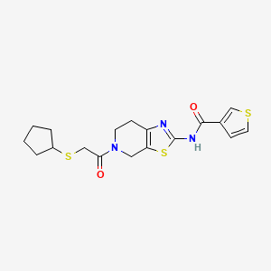 N-(5-(2-(cyclopentylthio)acetyl)-4,5,6,7-tetrahydrothiazolo[5,4-c]pyridin-2-yl)thiophene-3-carboxamide