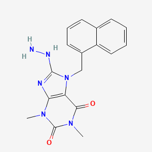 molecular formula C18H18N6O2 B2490329 8-hydrazinyl-1,3-dimethyl-7-(naphthalen-1-ylmethyl)-3,7-dihydro-1H-purine-2,6-dione CAS No. 476480-41-8