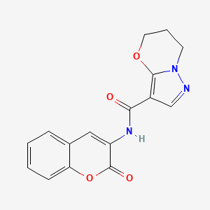 molecular formula C16H13N3O4 B2490334 N-(2-oxo-2H-chromen-3-yl)-5H,6H,7H-pyrazolo[3,2-b][1,3]oxazine-3-carboxamide CAS No. 1428352-67-3