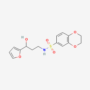 molecular formula C15H17NO6S B2490397 N-[3-(FURAN-2-YL)-3-HYDROXYPROPYL]-2,3-DIHYDRO-1,4-BENZODIOXINE-6-SULFONAMIDE CAS No. 1421516-77-9
