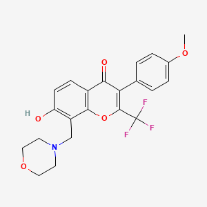 molecular formula C22H20F3NO5 B2490433 7-Hydroxy-3-(4-methoxyphenyl)-8-(morpholin-4-ylmethyl)-2-(trifluoromethyl)chromen-4-one CAS No. 848279-08-3