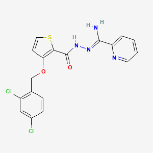 molecular formula C18H14Cl2N4O2S B2490440 3-[(2,4-dichlorobenzyl)oxy]-N'-[imino(2-pyridinyl)methyl]-2-thiophenecarbohydrazide CAS No. 339009-53-9