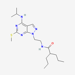 molecular formula C19H32N6OS B2490466 N-(2-(4-(isopropylamino)-6-(methylthio)-1H-pyrazolo[3,4-d]pyrimidin-1-yl)ethyl)-2-propylpentanamide CAS No. 946282-32-2