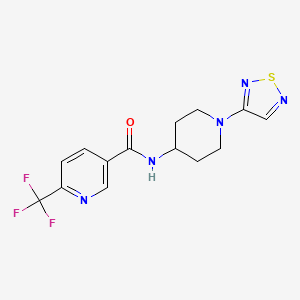 molecular formula C14H14F3N5OS B2490518 N-[1-(1,2,5-thiadiazol-3-yl)piperidin-4-yl]-6-(trifluoromethyl)pyridine-3-carboxamide CAS No. 2034304-06-6