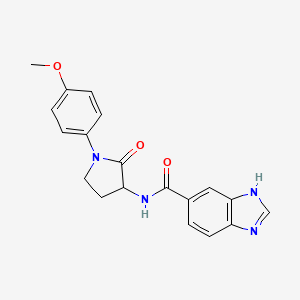molecular formula C19H18N4O3 B2490545 N-[1-(4-methoxyphenyl)-2-oxopyrrolidin-3-yl]-1H-1,3-benzodiazole-5-carboxamide CAS No. 1775296-53-1