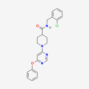 molecular formula C23H23ClN4O2 B2490585 N-(2-chlorobenzyl)-1-(6-phenoxypyrimidin-4-yl)piperidine-4-carboxamide CAS No. 1251675-43-0