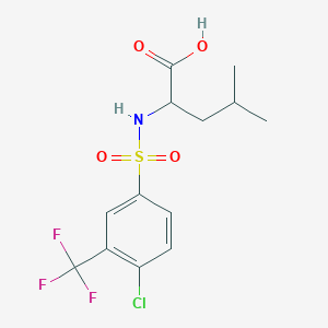 molecular formula C13H15ClF3NO4S B2490627 ((4-Chloro-3-(trifluoromethyl)phenyl)sulfonyl)leucine CAS No. 1038619-52-1