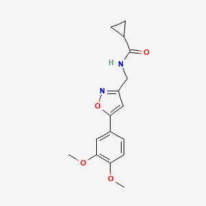 molecular formula C16H18N2O4 B2490628 N-((5-(3,4-dimethoxyphenyl)isoxazol-3-yl)methyl)cyclopropanecarboxamide CAS No. 952970-00-2