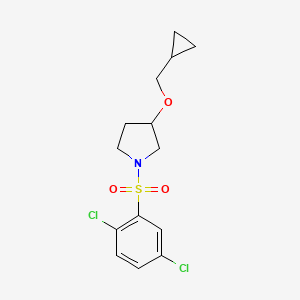 molecular formula C14H17Cl2NO3S B2490629 3-(Cyclopropylmethoxy)-1-((2,5-dichlorophenyl)sulfonyl)pyrrolidine CAS No. 2034531-72-9