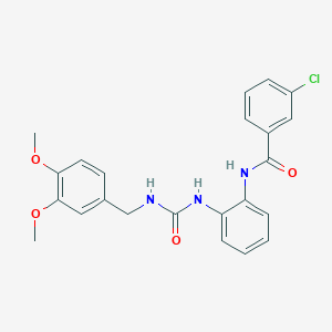 molecular formula C23H22ClN3O4 B2490630 3-chloro-N-(2-(3-(3,4-dimethoxybenzyl)ureido)phenyl)benzamide CAS No. 1203083-94-6