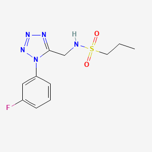 molecular formula C11H14FN5O2S B2490634 N-((1-(3-fluorophenyl)-1H-tetrazol-5-yl)methyl)propane-1-sulfonamide CAS No. 921060-78-8