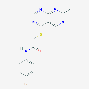 molecular formula C15H12BrN5OS B2490640 N-(4-bromophenyl)-2-((7-methylpyrimido[4,5-d]pyrimidin-4-yl)thio)acetamide CAS No. 1251669-81-4