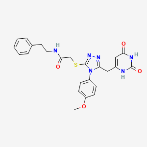 molecular formula C24H24N6O4S B2490641 2-((5-((2,6-dioxo-1,2,3,6-tetrahydropyrimidin-4-yl)methyl)-4-(4-methoxyphenyl)-4H-1,2,4-triazol-3-yl)thio)-N-phenethylacetamide CAS No. 852153-08-3