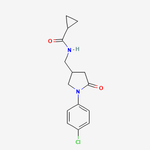 molecular formula C15H17ClN2O2 B2490643 N-((1-(4-chlorophenyl)-5-oxopyrrolidin-3-yl)methyl)cyclopropanecarboxamide CAS No. 954597-78-5