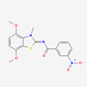 molecular formula C17H15N3O5S B2490656 N-[(2Z)-4,7-dimethoxy-3-methyl-2,3-dihydro-1,3-benzothiazol-2-ylidene]-3-nitrobenzamide CAS No. 868369-01-1
