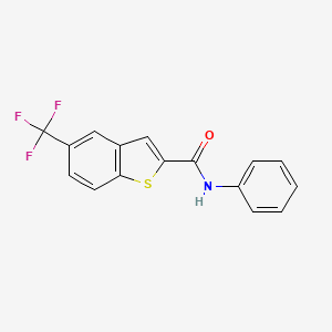 molecular formula C16H10F3NOS B2490671 N-phenyl-5-(trifluoromethyl)-1-benzothiophene-2-carboxamide CAS No. 439109-06-5