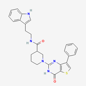 molecular formula C28H27N5O2S B2490675 N-[2-(1H-indol-3-yl)ethyl]-1-(4-oxo-7-phenyl-3,4-dihydrothieno[3,2-d]pyrimidin-2-yl)piperidine-3-carboxamide CAS No. 1242925-83-2