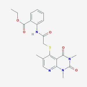 molecular formula C21H22N4O5S B2490685 ethyl 2-[2-({1,3,6-trimethyl-2,4-dioxo-1H,2H,3H,4H-pyrido[2,3-d]pyrimidin-5-yl}sulfanyl)acetamido]benzoate CAS No. 946210-05-5