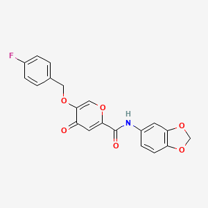 molecular formula C20H14FNO6 B2490690 N-(2H-1,3-benzodioxol-5-yl)-5-[(4-fluorophenyl)methoxy]-4-oxo-4H-pyran-2-carboxamide CAS No. 1021209-46-0