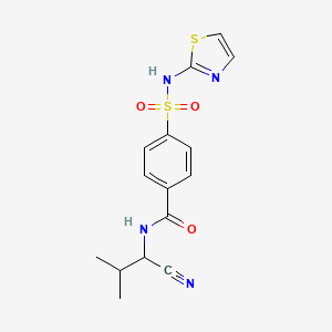 molecular formula C15H16N4O3S2 B2490708 N-(1-cyano-2-methylpropyl)-4-[(1,3-thiazol-2-yl)sulfamoyl]benzamide CAS No. 1424465-79-1
