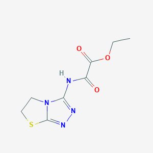 molecular formula C8H10N4O3S B2490709 ethyl ({5H,6H-[1,2,4]triazolo[3,4-b][1,3]thiazol-3-yl}carbamoyl)formate CAS No. 932998-35-1