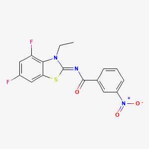 molecular formula C16H11F2N3O3S B2490743 N-[(2Z)-3-ethyl-4,6-difluoro-2,3-dihydro-1,3-benzothiazol-2-ylidene]-3-nitrobenzamide CAS No. 868371-08-8