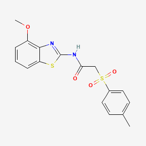 molecular formula C17H16N2O4S2 B2490748 N-(4-methoxy-1,3-benzothiazol-2-yl)-2-(4-methylbenzenesulfonyl)acetamide CAS No. 895441-71-1